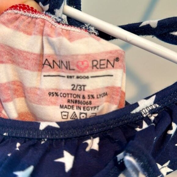 AnnLoren Boutique 2/3T Stars & Stripes Patriotic Sleeveless Romper NWOT - Picture 8 of 8
